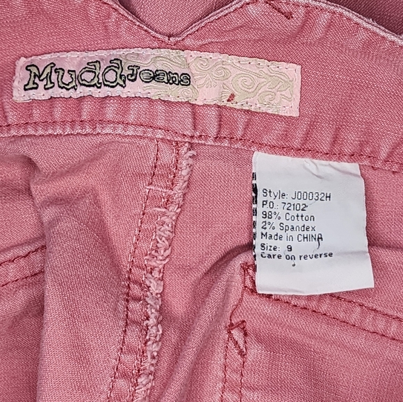 MUDD pink baggy denim shorts/jorts juniors size 9 - Picture 6 of 7